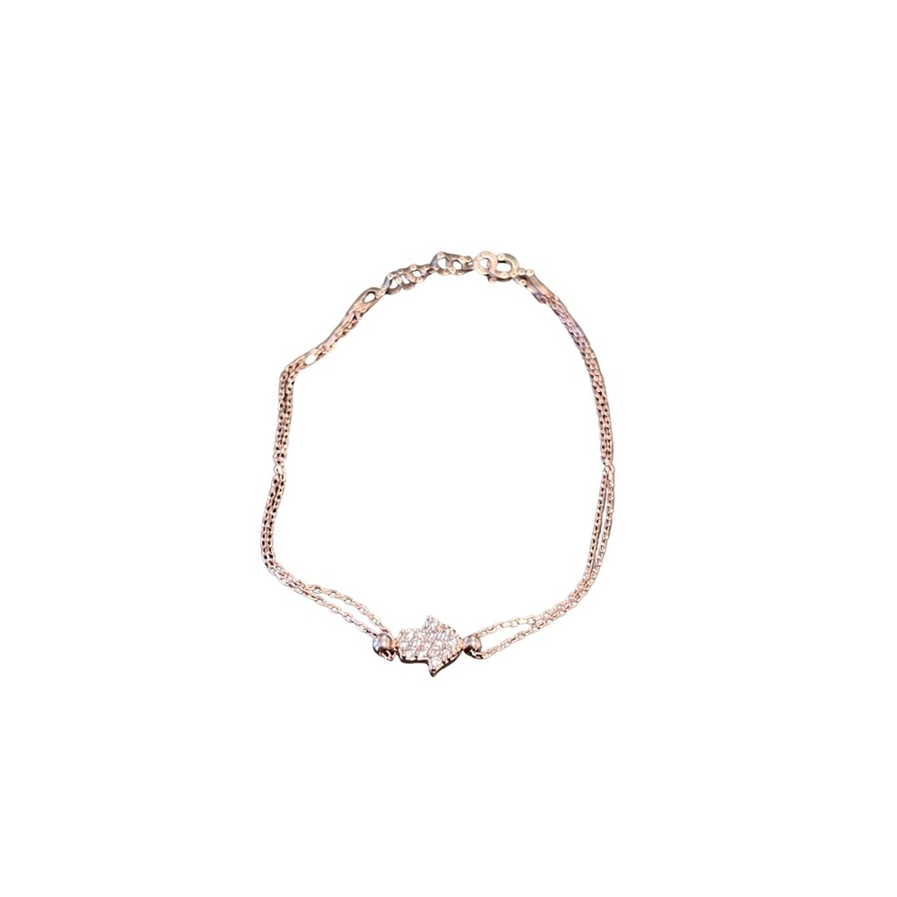 Hamsa hand rose gold colored double chain bracelet